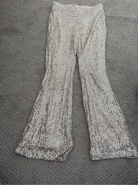 art class Silver Sequin Flare Pants